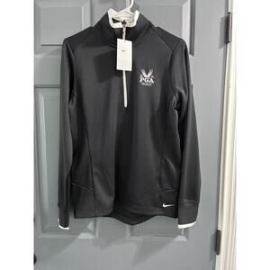 Nike Golf Dri Fit 1/2 Zip Cover Up Womens Size Lg Black Pull over PGA Logo